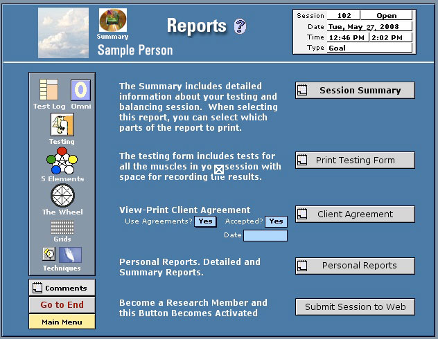 Reports Menu